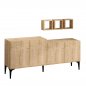 Preview: BUFFET SCHRANK MIT 3 REGALEN AUS MELAMIN IN NATURFARBE 180x40x85cm