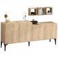 Preview: BUFFET SCHRANK MIT 3 REGALEN AUS MELAMIN IN NATURFARBE 180x40x85cm