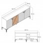 Preview: MELAMINBUFFET NUSSBAUM UND HOLZKOHLE 180x35x78cm