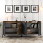 Preview: MELAMINBUFFET NUSSBAUM UND HOLZKOHLE 180x35x78cm
