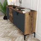 Preview: MELAMINBUFFET NUSSBAUM UND HOLZKOHLE 180x35x78cm