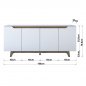 Preview: BUFFET MELAMINE WHITE WITH WALNUT DETAILS 180x45x78,6cm