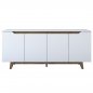 Preview: BUFFET MELAMINE WHITE WITH WALNUT DETAILS 180x45x78,6cm