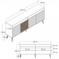 Preview: BUFFET MELAMINE IN WALNUT WITH WHITE DOORS 180x35x78.6cm
