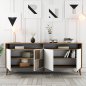 Preview: BUFFET MELAMINE IN WALNUT WITH WHITE DOORS 180x35x78.6cm