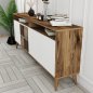 Preview: BUFFET MELAMINE IN WALNUT WITH WHITE DOORS 180x35x78.6cm