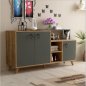 Preview: SIDEBOARDS AUS MELAMIN IN WALNUSS UND 3 TÜREN IN ANTHRAZIT 143x42,3x78,6cm