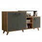 Preview: SIDEBOARDS AUS MELAMIN IN WALNUSS UND 3 TÜREN IN ANTHRAZIT 143x42,3x78,6cm