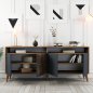 Preview: SIDEBOARDS AUS MELAMIN AUS NUSSBAUM MIT TÜREN IN CHARCOAL 180x35x78.6cm