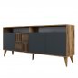 Preview: SIDEBOARDS AUS MELAMIN AUS NUSSBAUM MIT TÜREN IN CHARCOAL 180x35x78.6cm