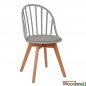Preview: Stuhl "ALINA"  mit Holzbeinen und grauem Sitz