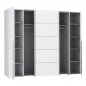 Preview: Kleiderschrank 4 Türen (2 Schiebe-2 feste Türen) Lois WW2369.04 Weiß 271x62x210cm