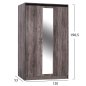 Preview: Wardrobe Jacintha 3 doors with mirror 120 x 53 x 190.5 cm
