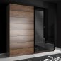 Preview: Schiebe-Schrank Rolan in Walnuss Gloss Schwarz 220,1x61,2x209,7 cm