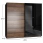 Preview: Schiebe-Schrank Rolan in Walnuss Gloss Schwarz 220,1x61,2x209,7 cm