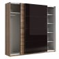 Preview: Schiebe-Schrank Rolan in Walnuss Gloss Schwarz 220,1x61,2x209,7 cm