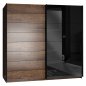 Preview: Schiebe-Schrank Rolan in Walnuss Gloss Schwarz 220,1x61,2x209,7 cm