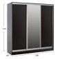 Preview: ADLER SCHIEBESCHRANK AUS MELAMIN WENGE MIT 3-FLÜGELIGEM SPIEGEL WW2461.02 183x60x220 cm