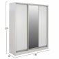 Preview: ADLER SCHIEBESCHRANK AUS MELAMIN WEIß MIT SPIEGEL 3 FLÜGELIG WW2461.03 183x60x220 cm