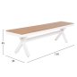 Preview: ALUMINIUMBANK WEISS MIT POLYWOOD-SITZ IN NATURHOLZFARBE 150x36x45Hcm