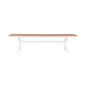 Preview: ALUMINIUMBANK WEISS MIT POLYWOOD-SITZ IN NATURHOLZFARBE 150x36x45Hcm