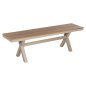 Preview: ALUMINIUMBANK CHAMPAGNERFARBE – POLYWOOD-SITZ IN NATÜRLICHER HOLZFARBE 150x36x45Hcm