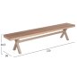 Preview: ALUMINIUMBANK CHAMPAGNERFARBE – POLYWOOD-SITZ IN NATÜRLICHER HOLZFARBE 220x36x44,5Hcm