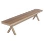 Preview: ALUMINIUMBANK CHAMPAGNERFARBE – POLYWOOD-SITZ IN NATÜRLICHER HOLZFARBE 220x36x44,5Hcm