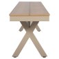 Preview: ALUMINIUMBANK CHAMPAGNERFARBE – POLYWOOD-SITZ IN NATÜRLICHER HOLZFARBE 220x36x44,5Hcm