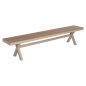 Preview: ALUMINIUMBANK CHAMPAGNERFARBE – POLYWOOD-SITZ IN NATÜRLICHER HOLZFARBE 220x36x44,5Hcm