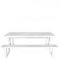 Preview: Gartenbank-Set in weiß aus Aluminium Tisch: W200xD87xH75cm Bank: W200xD29xH45cm