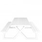 Preview: Gartenbank-Set in weiß aus Aluminium Tisch: W200xD87xH75cm Bank: W200xD29xH45cm