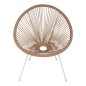 Preview: SESSEL ACAPULCO NEST-TYP WEISSES METALL & RATTAN NATUR 70x73x79 cm