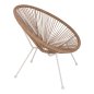 Preview: SESSEL ACAPULCO NEST-TYP WEISSES METALL & RATTAN NATUR 70x73x79 cm