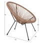 Preview: ACAPULCO SESSEL T. FOLIA SCHWARZES METALL MIT GEDREHTEM GEWEBE 70x73x79 cm
