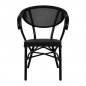 Preview: Aluminium Sessel "Delphi" im Bambus Look in schwarz mit Textilene 59x60x82 cm