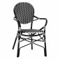 Preview: ALUMINIUM SESSEL IM BAMBUS-LOOK MIT WEISS-SCHWARZEM RATTAN