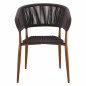 Preview: Aluminium armchair in bamboo look with gray rope 56x60x78 cm