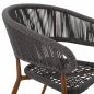Preview: Aluminium armchair in bamboo look with gray rope 56x60x78 cm