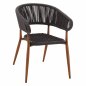Preview: Aluminium armchair in bamboo look with gray rope 56x60x78 cm
