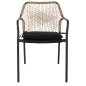 Preview: SESSEL AUS SCHWARZEM ALUMINIUM MIT BEIGEM GEWEBE UND KISSEN 53.5x58x84.5