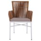 Preview: Weißer Sessel aus Rattan Geflecht in Beige