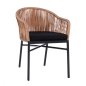 Preview: Moderner Outdoor-Sessel aus beigen Aluminiumrahmen und Strickgeflecht