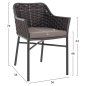 Preview: ALUMINIUMSESSEL MIT SEIL – GRAU 56x58x76cm