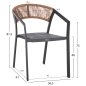 Preview: ALUMINIUM-SESSEL CARBON-RAHMEN & TEXTLINE-BEIGE RATTAN 56,5 x 61 x 81,5 cm