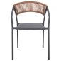 Preview: ALUMINIUM-SESSEL CARBON-RAHMEN & TEXTLINE-BEIGE RATTAN 56,5 x 61 x 81,5 cm