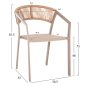 Preview: SESSEL ALUMINIUM CHAMPAGNER RAHMEN UND TEXTLINE - RÜCKENLEHNE AUS RATTAN IN BEIGE 57x63x82Hcm