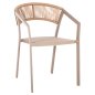 Preview: SESSEL ALUMINIUM CHAMPAGNER RAHMEN UND TEXTLINE - RÜCKENLEHNE AUS RATTAN IN BEIGE 57x63x82Hcm