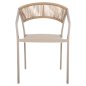 Preview: SESSEL ALUMINIUM CHAMPAGNER RAHMEN UND TEXTLINE - RÜCKENLEHNE AUS RATTAN IN BEIGE 57x63x82Hcm