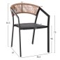 Preview: SESSEL ALUMINIUM SCHWARZER RAHMEN UND TEXTLINE - RÜCKENLEHNE AUS RATTAN IN BEIGE 57x63x82Hcm